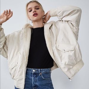 ZARA | Reversible Cream Bomber Jacket